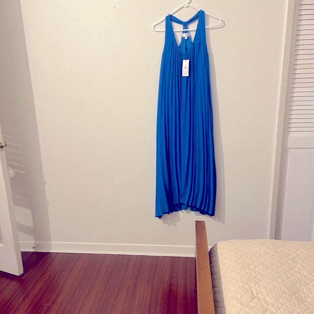 Socialite Blue Pleated Hi-Low Maxi Trapeze Dress from Nordstrom NWT - Picture 4 of 13